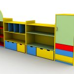 Casier à jouets avec étagères et tiroirs colorés