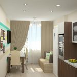 petite cuisine design avec canapé et tv
