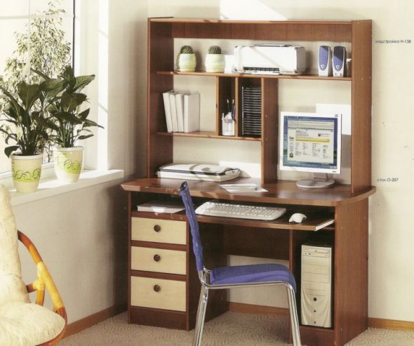 bureau d'ordinateur dans la chambre