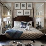 chambre à coucher avec un design intérieur miroir