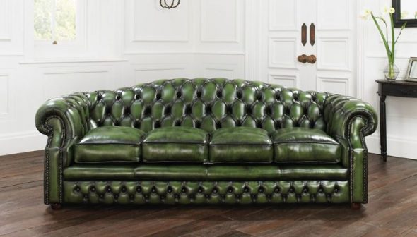canapé en cuir vert