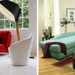 Canapé de couleur dans un intérieur neutre