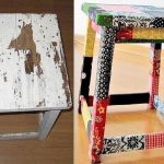 Le décor de la chaise avec des morceaux de tissu