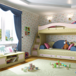 Un lit superposé avec un canapé en bas est la meilleure option pour les petits appartements.