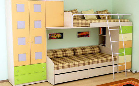Lits superposés pour les enfants dans la chambre
