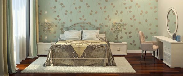 Intérieur avec lit forgé