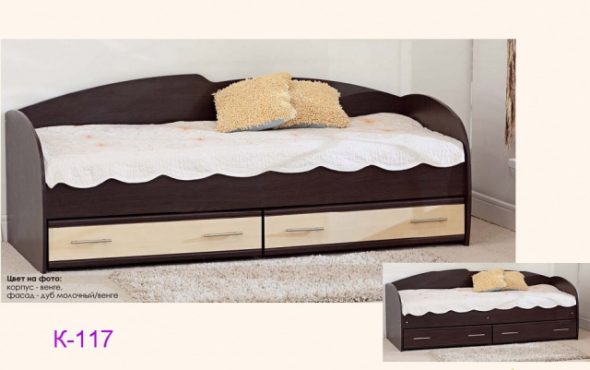 Lit simple avec tiroirs K-117