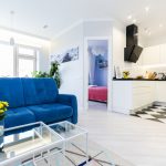 Canapé bleu dans l'exemple intérieur