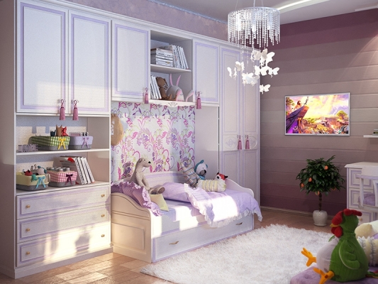 Habitación infantil para niñas en estilo clásico.