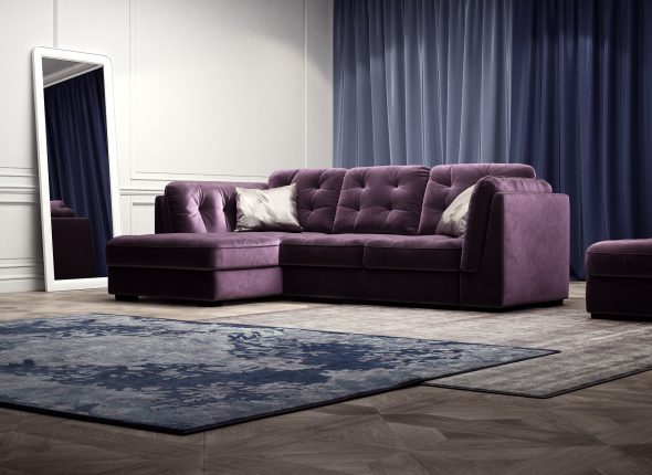 canapé d'angle violet