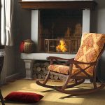 fauteuil à bascule en chêne au coin du feu