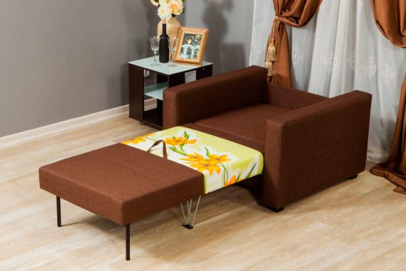 fauteuil-lit marron