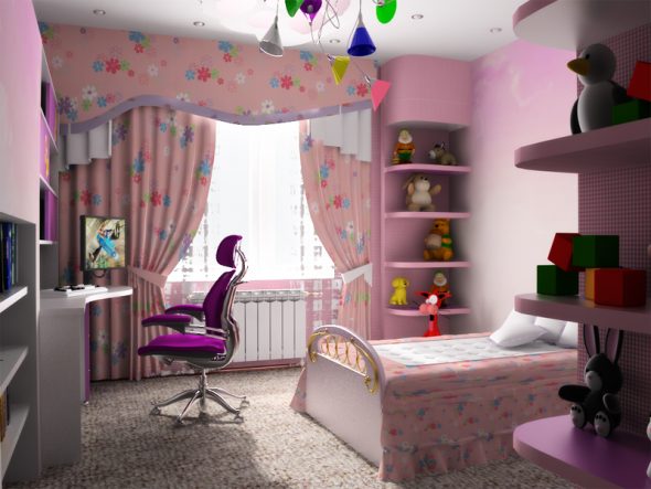 Emitir una habitación infantil para una niña.