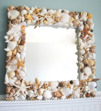 décoration du miroir avec des coquilles