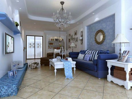 canapé bleu à l'intérieur de la pièce