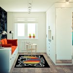 Coin design appartement d'une pièce de 32 mètres carrés. m