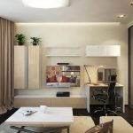 Intérieur de designer d'un appartement d'une pièce pour un jeune couple
