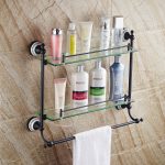 Etagère en verre à deux étages pour salle de bain