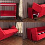 canapé convertible en lit superposé en rouge