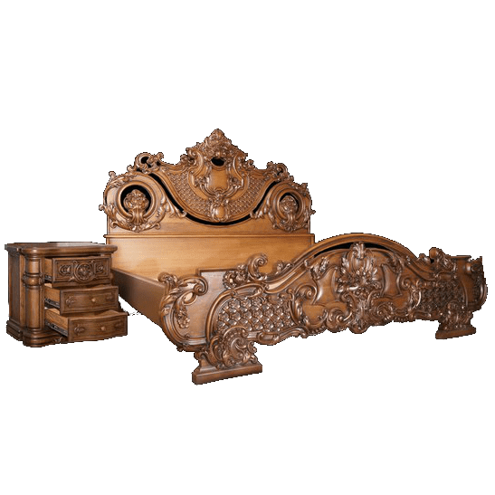 Lit double classique en bois massif
