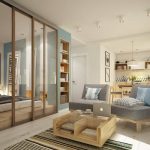 Salon et chambre à la conception d'un appartement d'une pièce