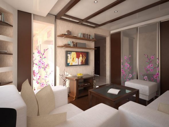 Salon intérieur dans un petit appartement