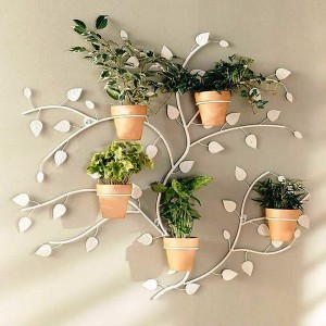 Etagères combinées pour fleurs en bois et métal