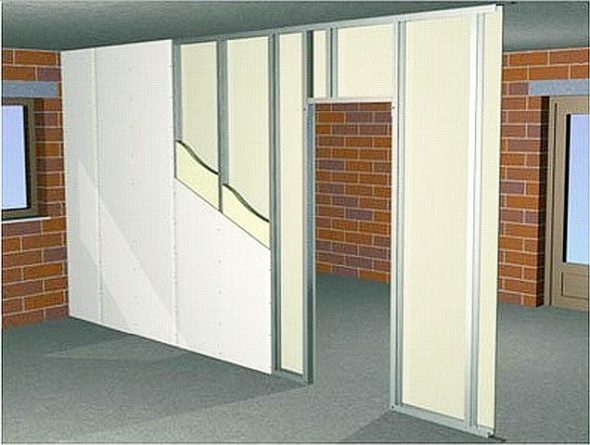 Un exemple de mur avec une porte avant le plâtrage