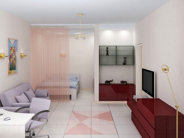 Sélection d'un espace de loisirs dans un appartement d'une pièce