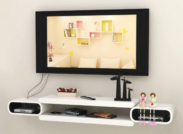 étagère de télévision blanche