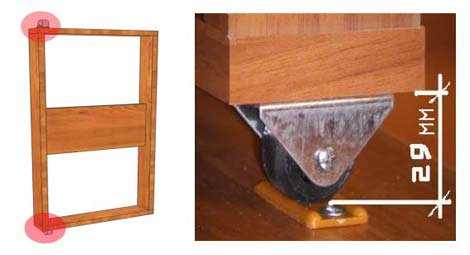 roues droites pour la table du livre