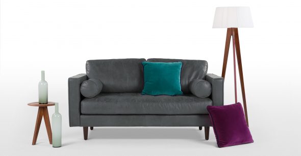 Canapé SCOTT double en cuir gris