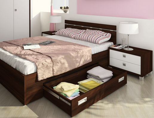 Meubles pour un lit de chambre avec des boîtes