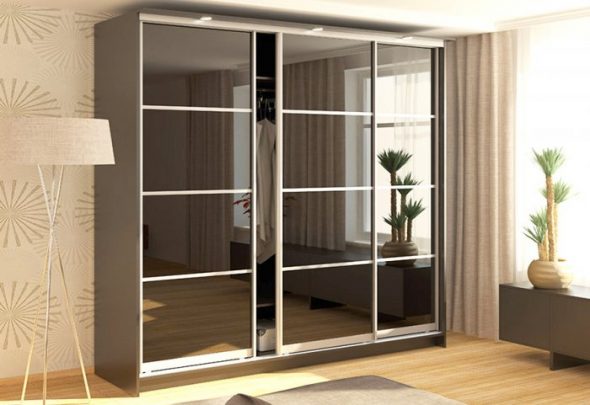 Armoire droite miroir bronze