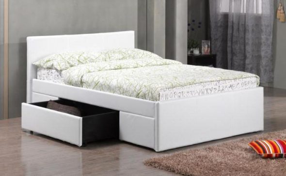 lit double blanc avec rangement