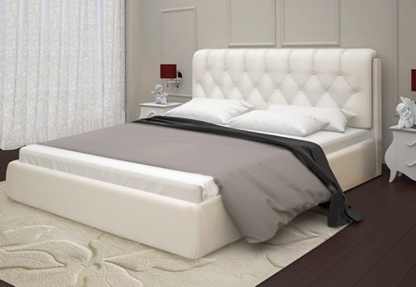 lit en cuir blanc