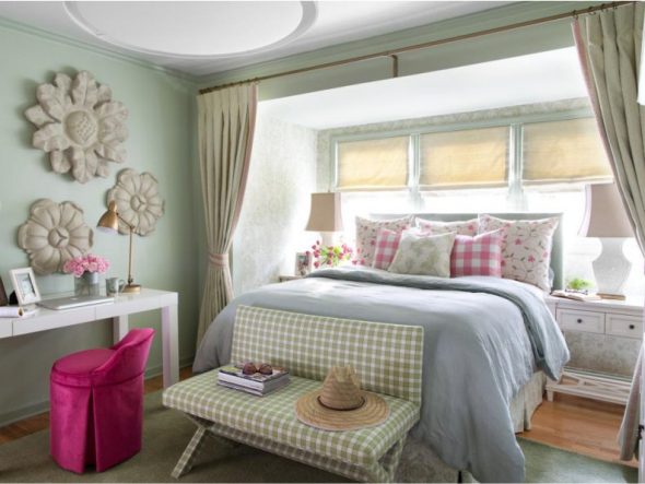 Quarto para meninas nas cores verde e rosa