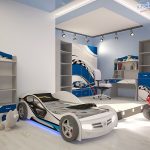 Chambre pour un adolescent avec un lit de voiture