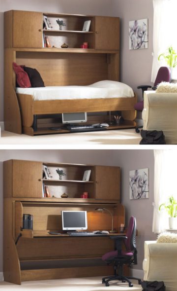 Le lit se transforme en table