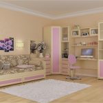 Habitación de diseño suave para niñas.