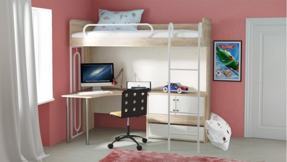 Lit mezzanine avec bureau