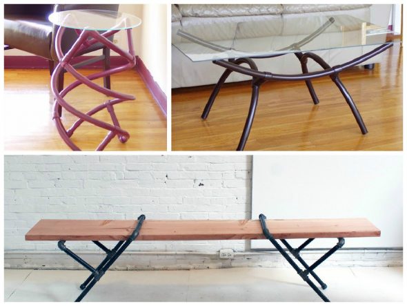Exemples de tables avec cadres de tuyauterie