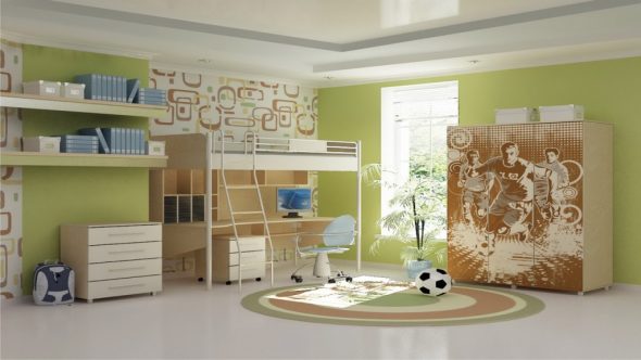 Chambre spacieuse aux couleurs pastel pour un adolescent