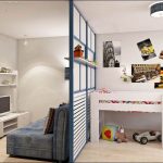 Séparation par cloison de la pièce dans le salon et la partie enfants