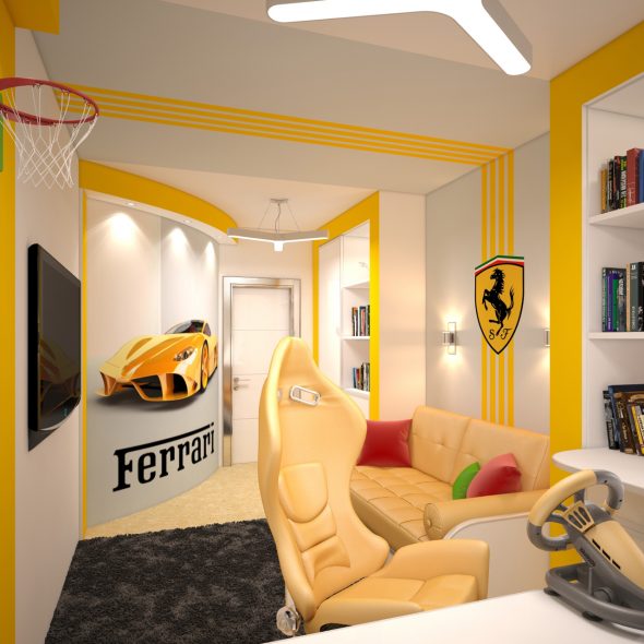 La chambre élégante pour le garçon Ferrari