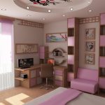 Sakura japonesa en el diseño del dormitorio para la niña.