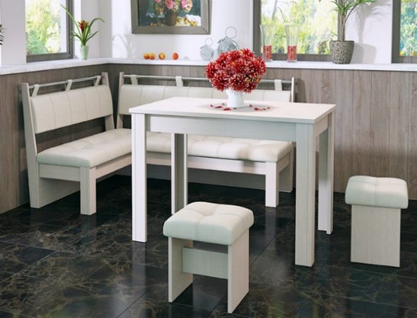 Mobilier rembourré de cuisine blanche