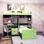 Lit mezzanine pour enfants dans la chambre de deux enfants