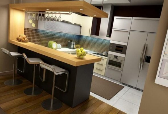 Petite cuisine design avec comptoir