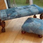Banc en denim et pouf